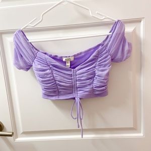 Purple off the shoulder crop top